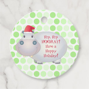 Étiquettes Cadeau Noël Hippo Hippopotame