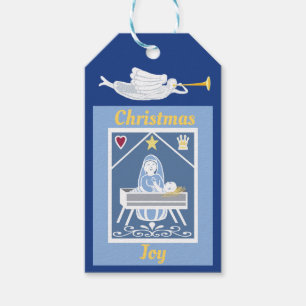 Étiquettes-cadeau Noël Joie Christian Nativité scène
