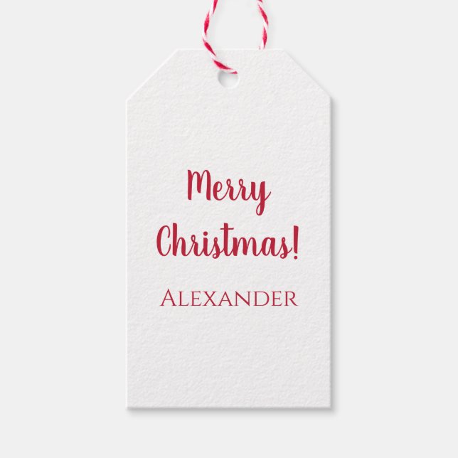 Étiquettes-cadeau Noël Joyeux Noël Personnalisé Minimal Rouge (Devant)