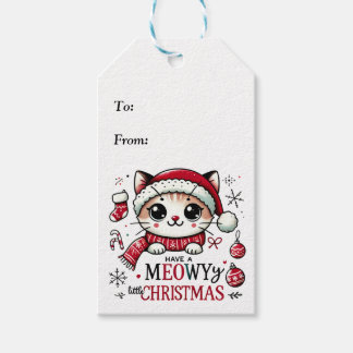 Étiquettes-cadeau Noël Meowy
