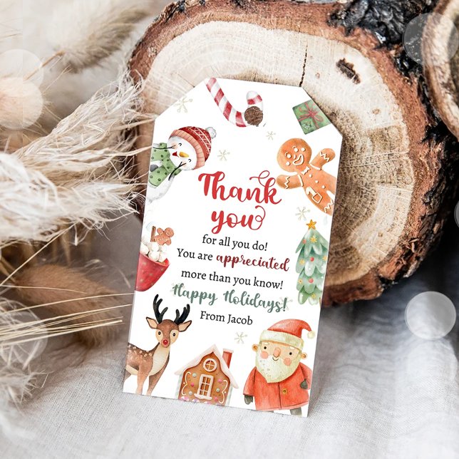 Étiquettes-cadeau Noël Merci Appréciation Famille (Créateur téléchargé)