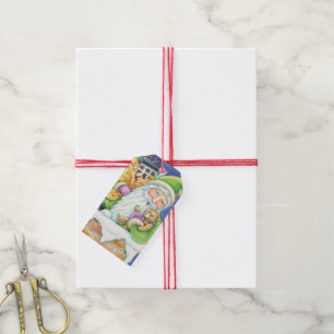 Étiquettes-cadeau Noël mignon, Père Noël à Chimney avec jouets