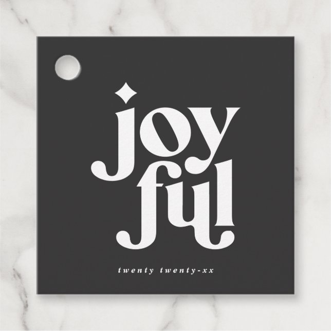 Étiquettes Cadeau noël moderne minimal joyeux (Devant)
