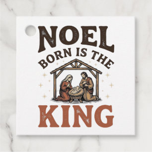 Étiquettes Cadeau Noël Né Est le Roi Nativité Vintage Noël