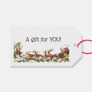 Étiquettes-cadeau Noël Noël Noël Père Noël Sleigh Reindeer frontière