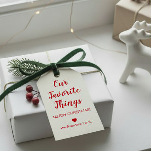 Étiquettes-cadeau Noël Nos Choses Préférées pour la Saison des Fêtes