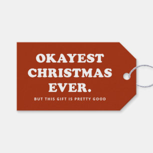 Étiquettes-cadeau Noël Okayest toujours drôle vacances rouges