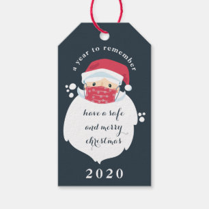 Étiquettes-cadeau Noël Père Noël masqué 2020