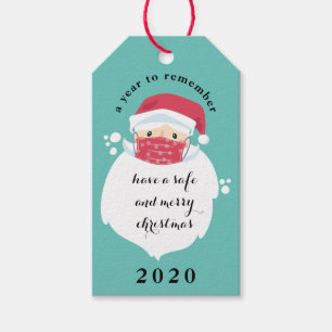 Étiquettes-cadeau Noël Père Noël masqué 2020