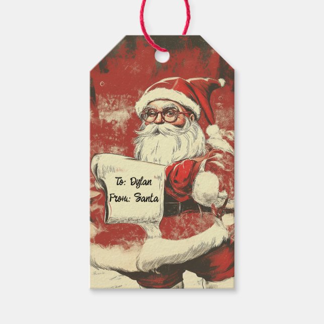 Étiquettes-cadeau Noël Père Noël PERSONNALISÉ (Devant)