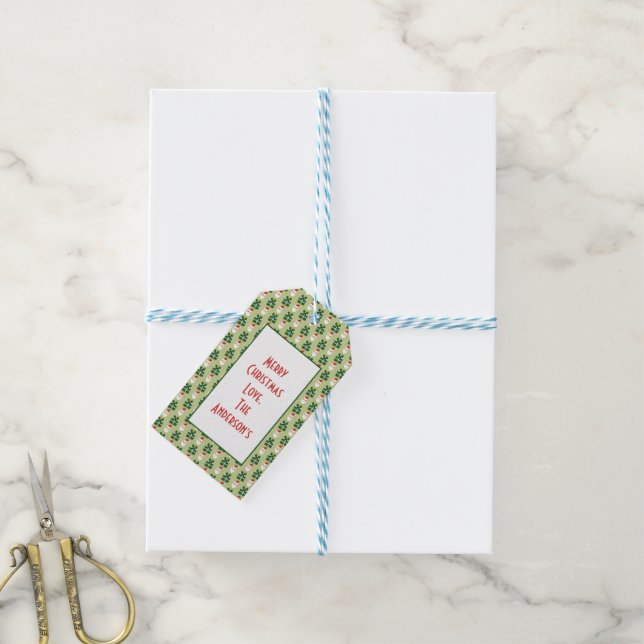 Étiquettes-cadeau Noël Père Noël Red Green Festive Personnaliser (Avec de laficelle)
