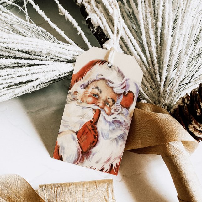 Étiquettes-cadeau Noël Père Noël Vintage (Créateur téléchargé)