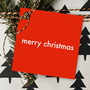 Étiquettes Cadeau Noël Plain Nom rouge lumineux minimal moderne