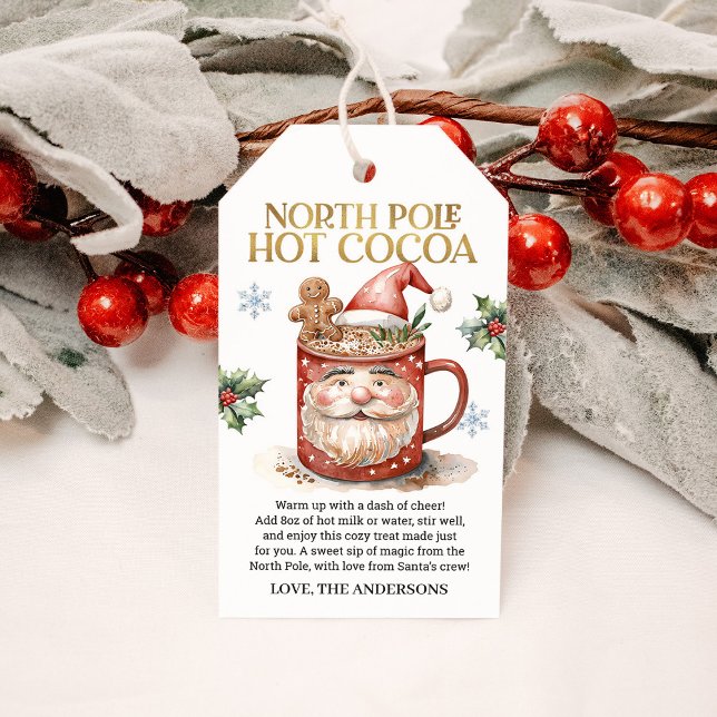 Étiquettes-cadeau Noël Pôle Nord Père Noël Hot Cocoa (Créateur téléchargé)