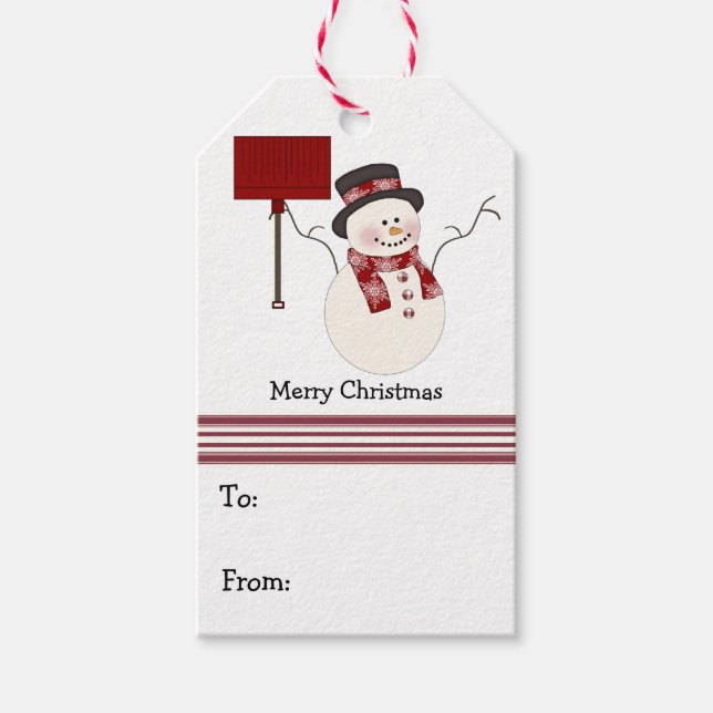 Étiquettes-cadeau Noël Red Snowman (Devant)