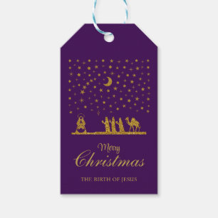 Étiquettes-cadeau Noël religieux, Naissance de Jésus, Trois Roi