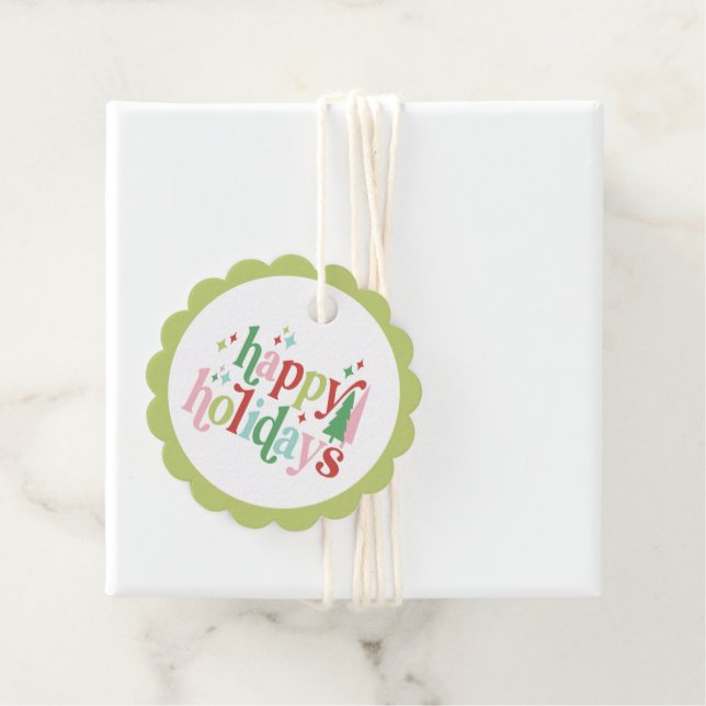 Étiquettes Cadeau Noël Retro Pastel | Joyeuses fêtes (En situation)