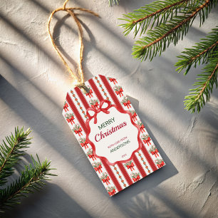 Étiquettes-cadeau Noël rétro rayures grand-milenial personnalisées