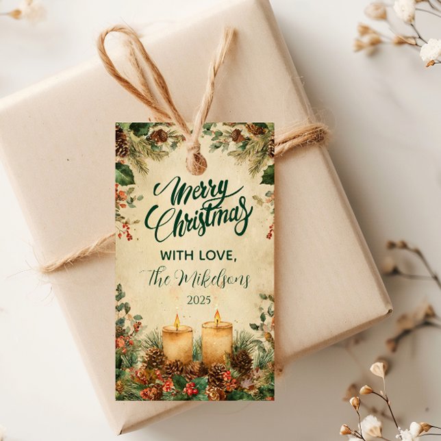 Étiquettes-cadeau Noël Rustique à la bougie Pinecone (Créateur téléchargé)