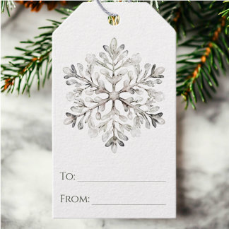 Étiquettes-cadeau Noël rustique minimaliste de flocon de neige