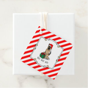 Étiquettes Cadeau Noël Santa Hat Allemand Berger Chien mignonne