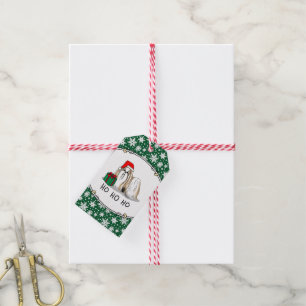 Étiquettes-cadeau Noël Santa Hat Chih Tzu (blanc tan) Chien mignonne