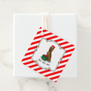 Étiquettes Cadeau Noël Santa Hat Irlandais Setter Chien (rouge 1) mi