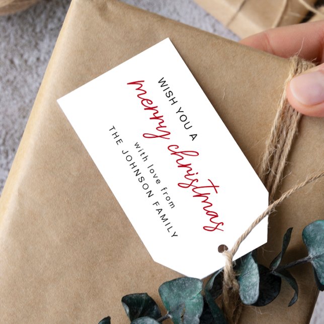 Étiquettes-cadeau Noël simple rouge et blanc (Créateur téléchargé)