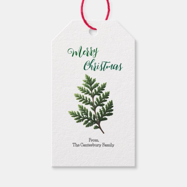 Étiquettes-cadeau Noël Simplical Cedar Sprig (Devant)