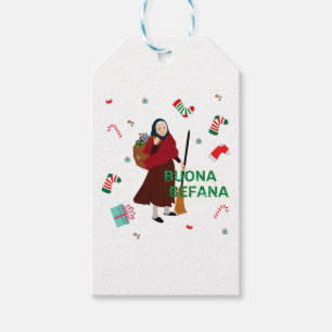 Étiquettes-cadeau noël sorcière buona Befana
