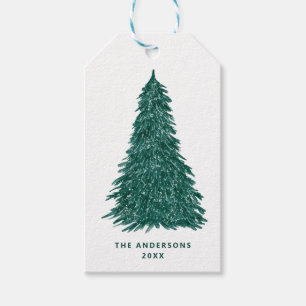 Étiquettes-cadeau Noël sous les pins Fêtes hivernales éternelles