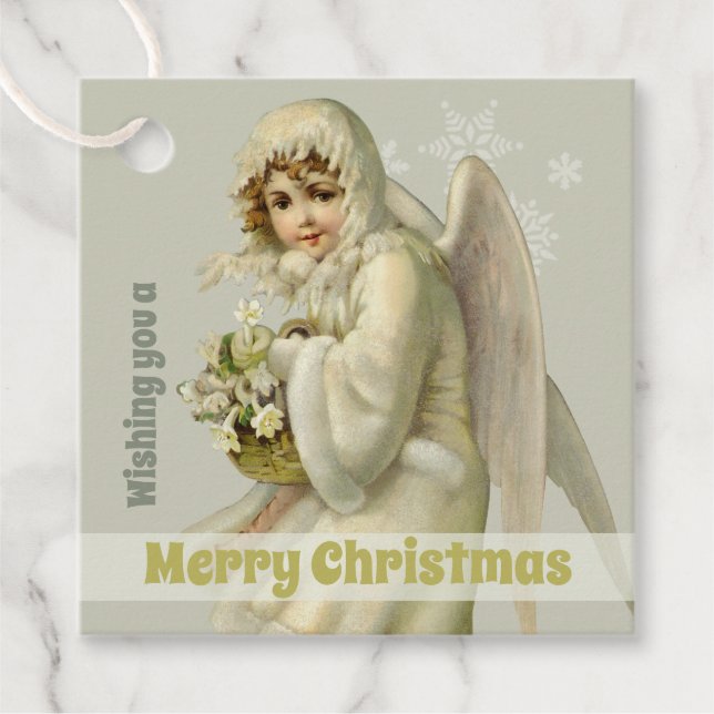 Étiquettes Cadeau Noël Sweet Victorian hiver ange CC1189 (Devant)