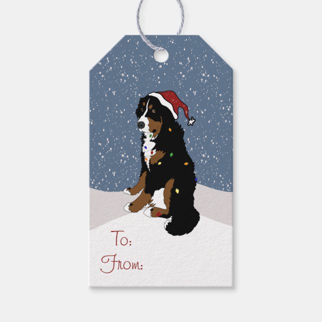 Étiquettes-cadeau Noël Vacances Bernese Mountain Dog (Devant)