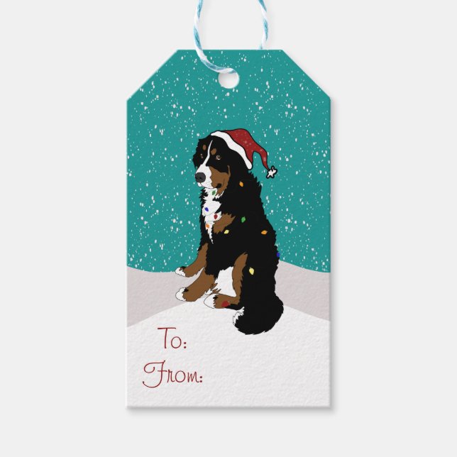 Étiquettes-cadeau Noël Vacances Bernese Mountain Dog (Devant)