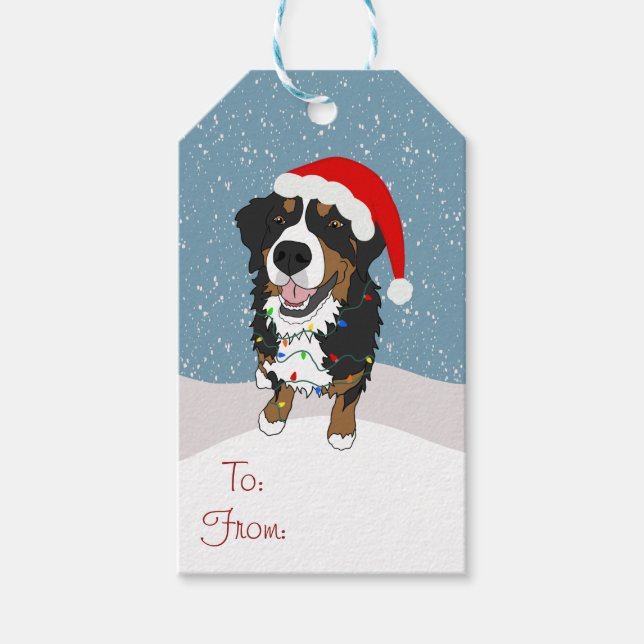 Étiquettes-cadeau Noël Vacances Bernese Mountain Dog (Devant)