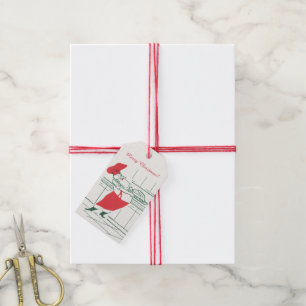 Étiquettes-cadeau Noël vintage, Chef du Père Noël et Turquie