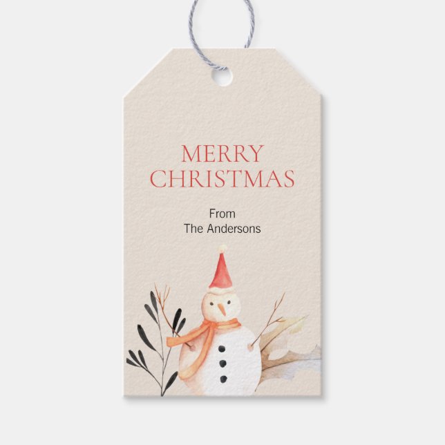 Étiquettes-cadeau Noël vintage Holiday Snowman (Devant)