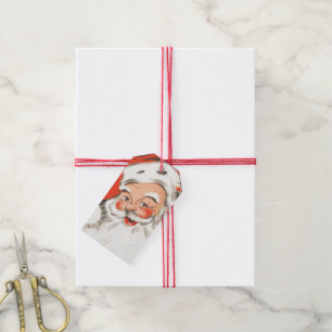 Étiquettes-cadeau Noël Vintage, Jolly Santa Claus avec Smile