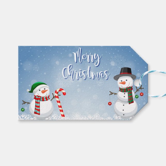 Étiquettes-cadeau Noël vintage Snowman (Devant (Horizontal))