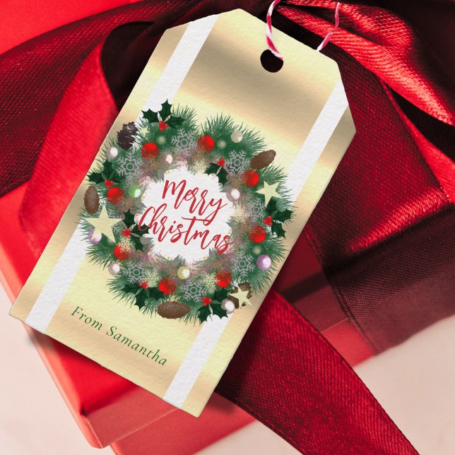 Étiquettes-cadeau Noëls de pin à couronne de Noël, étoiles, baubles  (Créateur téléchargé)