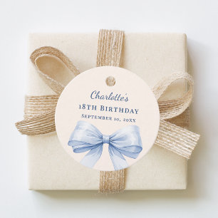 Étiquettes Cadeau Nœud bleu clair ivoire fait-main DIY anniversaire