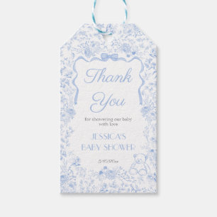 Étiquettes-cadeau Nœud bleu poussiéreux Vintage Remerciement Baby Sh