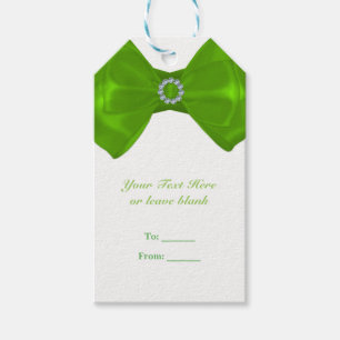 Étiquettes-cadeau Nœud de ruban vert citron et diamants Baby Shower