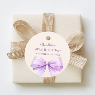 Étiquettes Cadeau Nœud lavande ivoire écriture manuelle DIY annivers