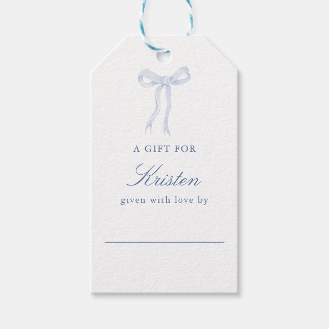 Étiquettes-cadeau Noeud Papillon Bleu Affichage Mariage Shower (Devant)