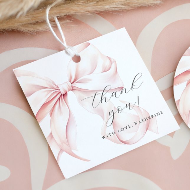 Étiquettes Cadeau Noeud Papillon Coquet Rose Baby Shower (Créateur téléchargé)