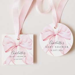 Étiquettes Cadeau Nœud Papillon Coquette Rose Baby Shower