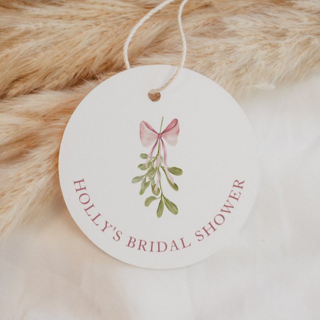 Étiquettes Cadeau Nœud Rose Poussiéreux de Gui Fête de Mariage (Créateur téléchargé)