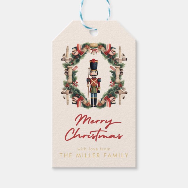Étiquettes-cadeau Noeud rouge crêpe de fer Noël (Devant)