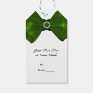 Étiquettes-cadeau Nœud Ruban Vert & Diamants Élégant pour Baby Showe